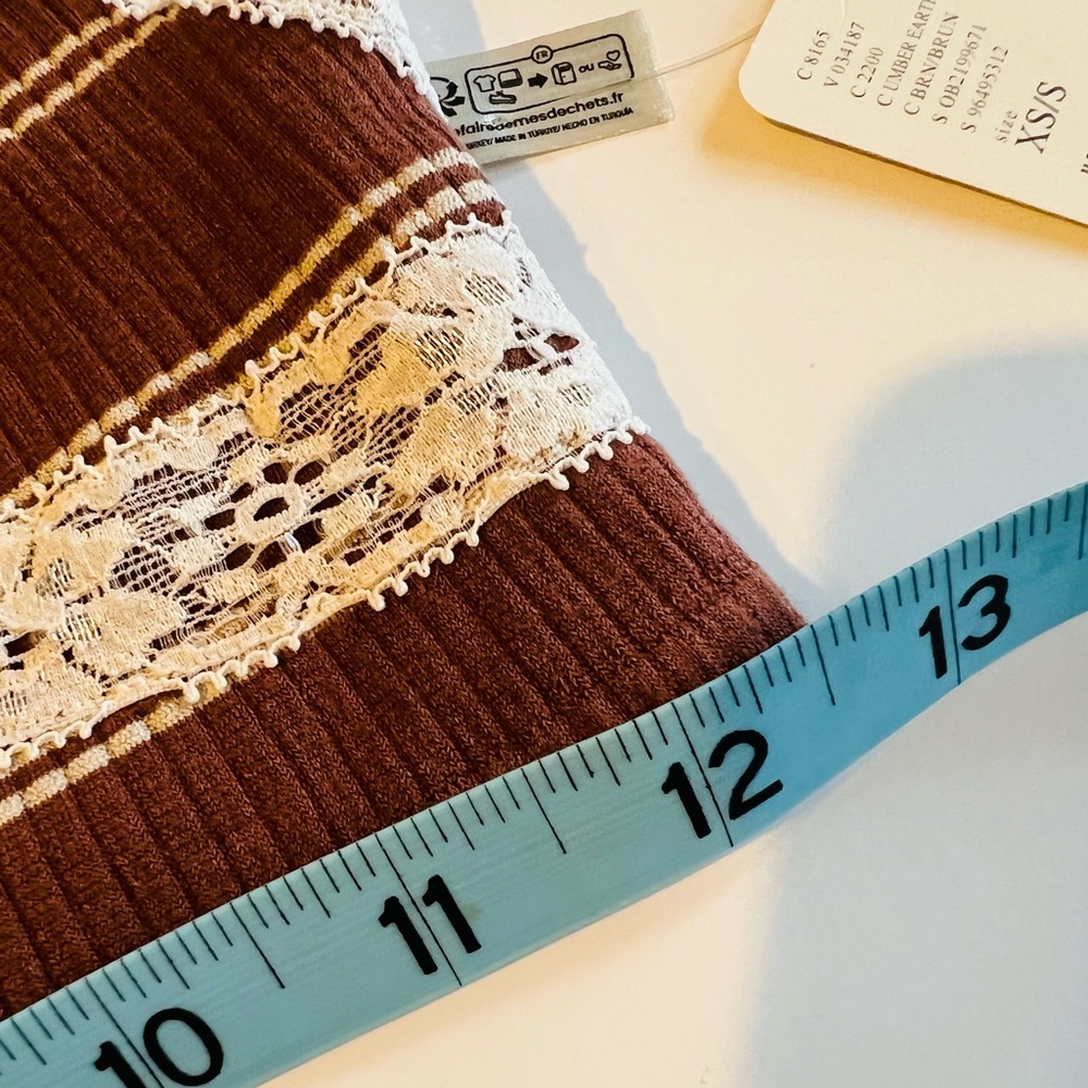 FREE PEOPLE GiGi Seamless Striped Bra Umber Earth Brown White Bohemian Size XS/S - Picture 15 of 16